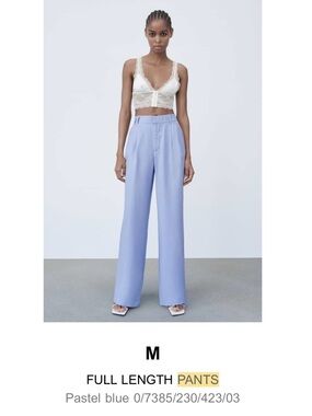 ZARA Women’s Pleated Full Length Pants - Pastel Blue -Size Medium *Read details